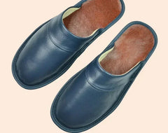 Vegane Lederslipper für Herren in Blau