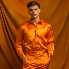 Herrenhemd im glänzenden Business-Stil in Orange