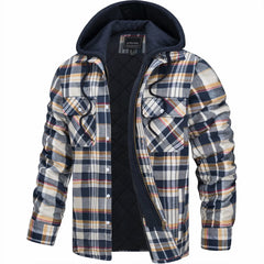 Herren Jacke Kariert Mit Kapuze | Gefüttert Übergangsjacke in Beige