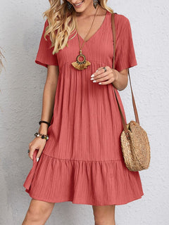 Phoebe - Kleid - Lässiger Plissee-Stil in Rot
