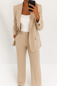 Vera | Eleganter Hosenanzug mit Blazer in Beige