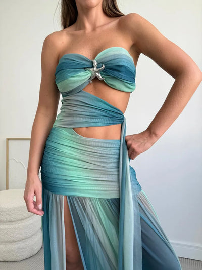 Ilana | Langes Kleid Drapiert Geschlitzt