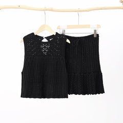 Zelda - Strickwaren - Sommer-Rockset in Schwarz