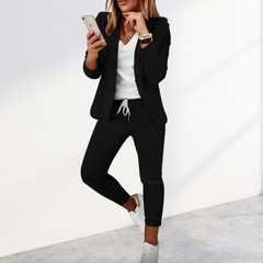 Victoria | Zweiteiliger Blazer Hosenanzug in Schwarz