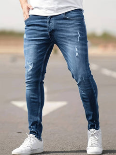 Vielseitige zerrissene Denim-Jeans - Jerwin in Hellblau