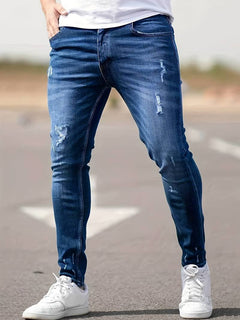 Vielseitige zerrissene Denim-Jeans - Jerwin in Königsblau