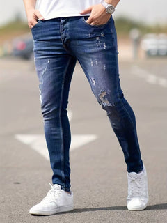 Vielseitige zerrissene Denim-Jeans - Jerwin in Marineblau