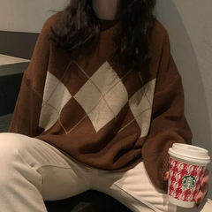 Vintage-Pullover in Übergröß für Damen | Strick in Kaffee