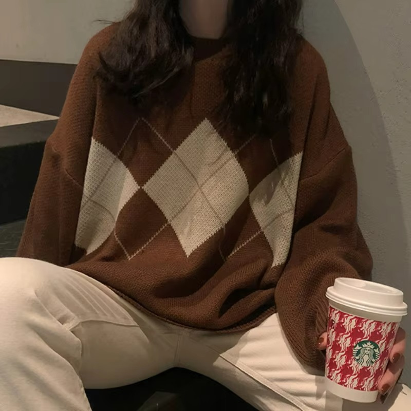 Vintage-Pullover in Übergröß für Damen | Strick