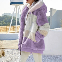 Petra™ | Winterjacke mit Kapuze in Violette Streifen
