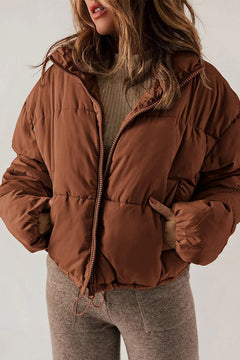 Warm wattierte Winterjacke für Frauen - Claudia in Braun