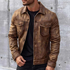 Kuschelige Leder-Winterjacke - Eckbert in Braun