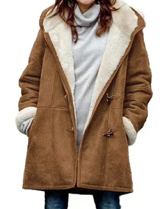 Warme Kapuzenjacke für Damen | Winter in Braun
