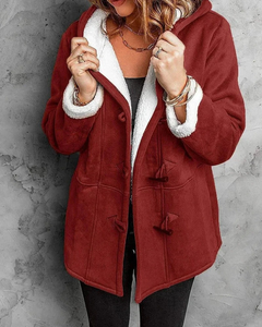 Warme Kapuzenjacke für Damen | Winter in Rot