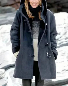 Warme Kapuzenjacke für Damen | Winter in Stahlblau