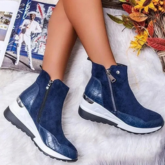 Warme Kompressionsstiefeletten für Damen | Bequeme in Blau