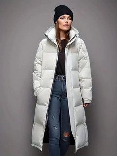 Warme Winter-Pufferjacke für Damen | Lange in Weiß