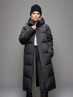 Warme Winter-Pufferjacke für Damen | Lange in Schwarz