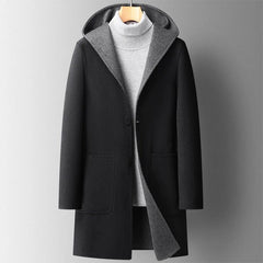 Warme Winterjacke mit Kapuze für Männer - Leon in Schwarz