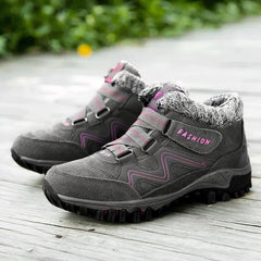 Warme Winterstiefel für Frauen - Christa in Grau/Rosa