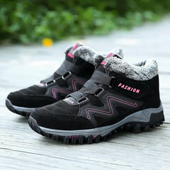 Warme Winterstiefel für Frauen - Christa in Schwarz/Rosa