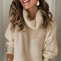 Warmer Damen-Rollkragenpullover - Manuela in Beige