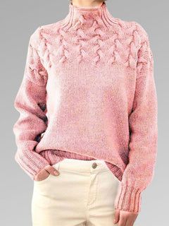 Warmer Damen-Rollkragenpullover - Karolina in Rosa