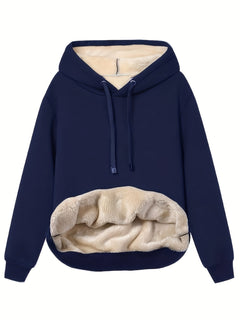 Warmer Fleece-Kapuzenpullover für Frauen - Tabea in Dunkelblau