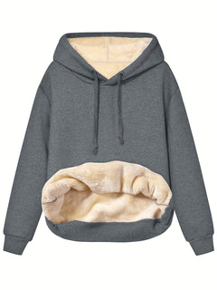 Warmer Fleece-Kapuzenpullover für Frauen - Tabea in Dunkelgrau