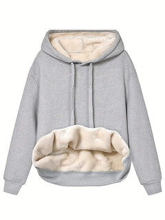 Warmer Fleece-Kapuzenpullover für Frauen - Tabea in Hellgrau