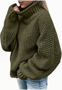 Warmer Grobstrickpullover für Frauen - Tine in Armeegrün