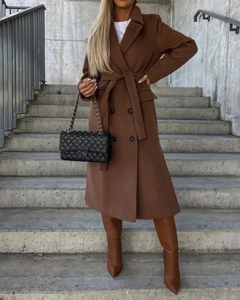 Warmer Vintage-Mantel für Damen | Lang in Braun