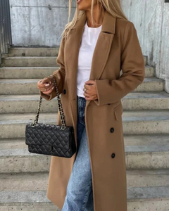 Warmer Vintage-Mantel für Damen | Lang in Khaki