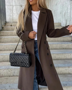 Warmer Vintage-Mantel für Damen | Lang in Koffee