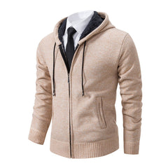 Warmer Winterpulli aus Fleece - Henning in Beige (mit Kapuze)