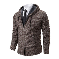 Warmer Winterpulli aus Fleece - Henning in Braun (mit Kapuze)
