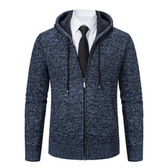 Warmer Winterpulli aus Fleece - Henning in Dunkelblau (mit Kapuze)