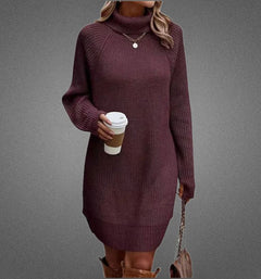 Warmes Pulloverkleid für Frauen - Natalina in Rotviolett