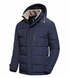 Wasserdichte Herren-Winterjacke mit abnehmbarer Kapuze - Yannis in Marineblau