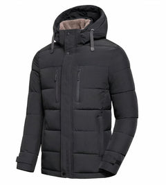 Wasserdichte Herren-Winterjacke mit abnehmbarer Kapuze - Yannis in Schwarz