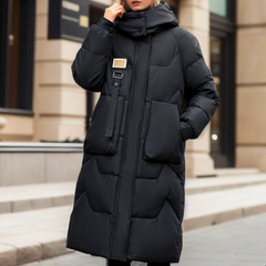 Wasserdichte lange Winterjacke - Othilie in Schwarz
