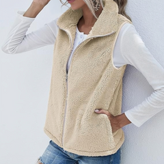 Kuschelige Weste für Damen | Mit Reißverschluss in Khaki