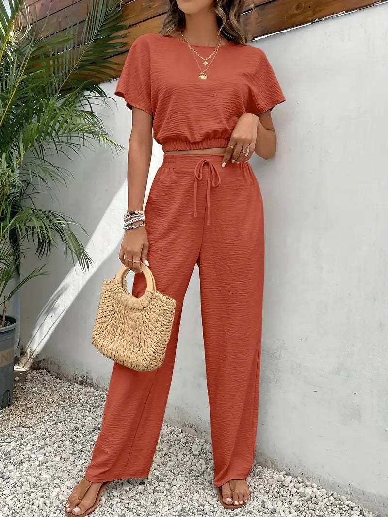Damen Modisch Sommer Zweiteiliges Set | Hose und Oberteil