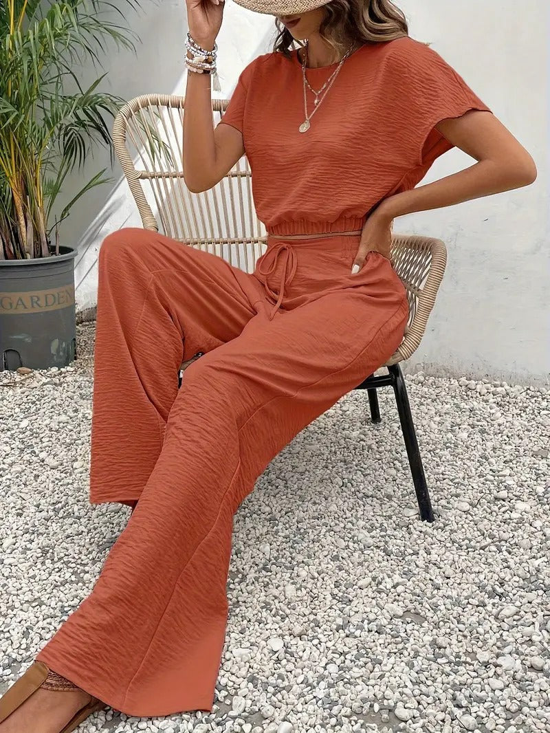 Damen Modisch Sommer Zweiteiliges Set | Hose und Oberteil