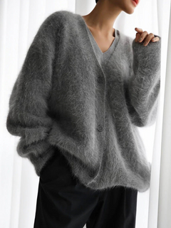Weiche Strickjacke für Damen | Warmer in Dunkelgrau