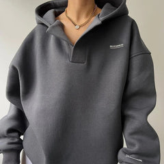Weicher modischer Damen-Kapuzenpullover - Romilda in Dunkelgrau