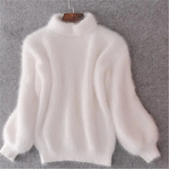 Weicher Pullover für Damen | Rollkragen in Weiß