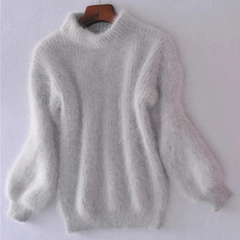 Weicher Pullover für Damen | Rollkragen in Grau