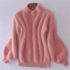 Weicher Pullover für Damen | Rollkragen in Rosa
