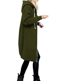 Ember - Zip-Up Hoodie - Knielang in Grün
